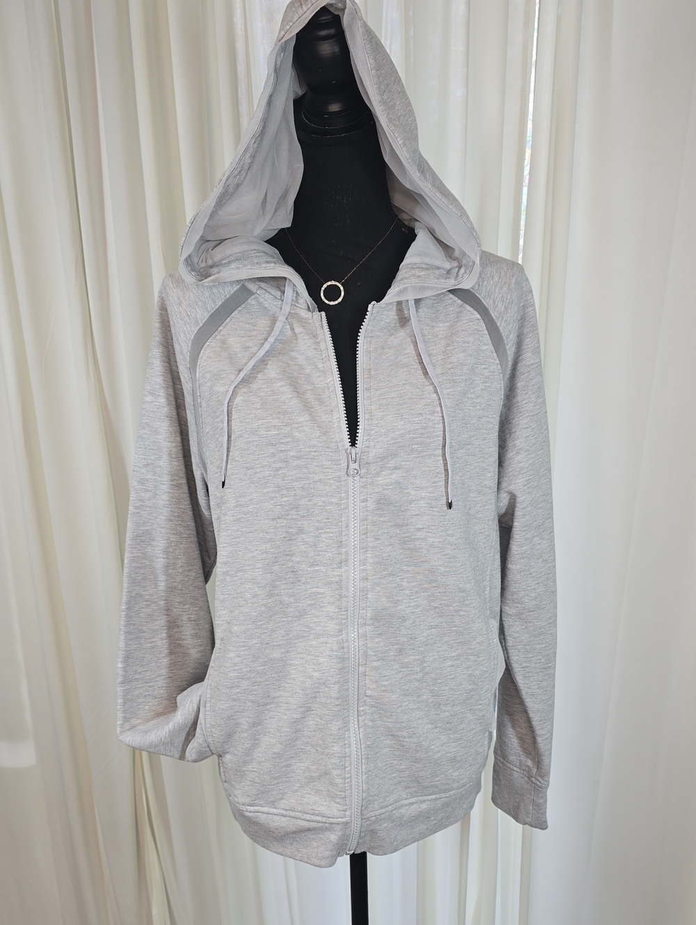 Victoria Sport Full-zip Gray Hoodie Featuring Subtle Mesh Ventilation Size M